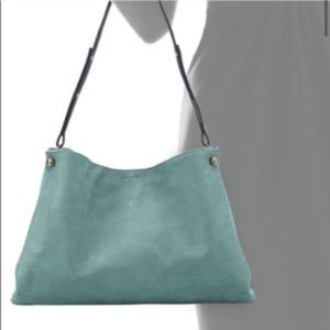 Pour la Victoire Leather Shoulder Bag NWT Powder Aqua and Green